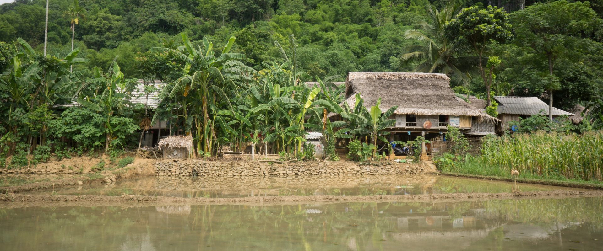 Scenic village along river